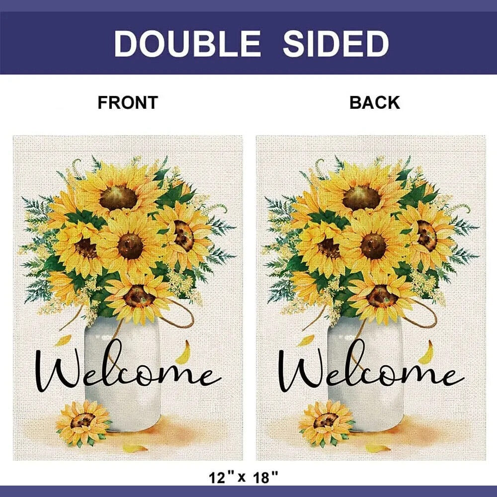 Beautiful Sunflowers Welcome Garden Flag Double Sided 12" x 18" NEW! Home & Garden:Yard, Garden & Outdoor Living:Décor:Flags Style Your Walls